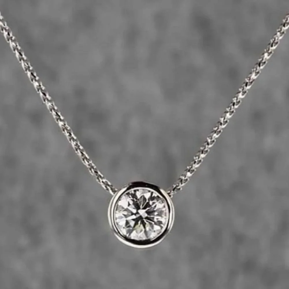 💥Dainty Refine Crystal Clear Round Zircon Pendant Necklaces, UNVN12406